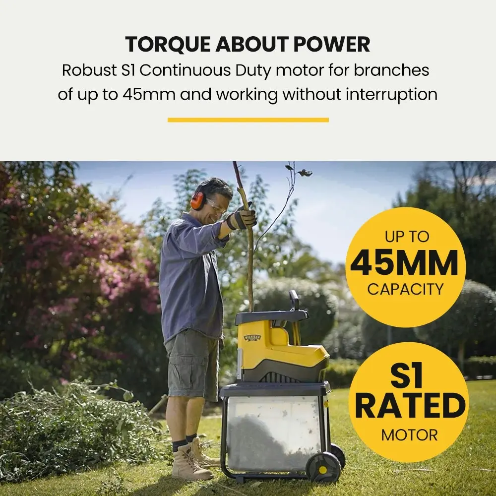 Michigan 2400W Electric Mulcher Crushing Garden Shredder Chipper