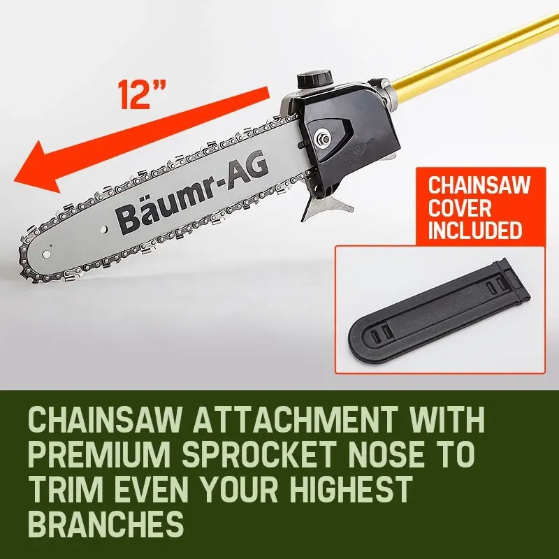 Baumr-AG 65CC Petrol Pole Saw Chainsaw Tree Branch Pruner Cutter Tool