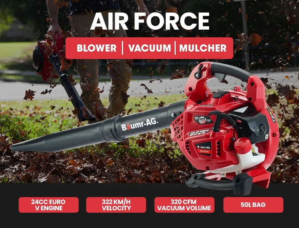 Baumr-AG Cordless Leaf Blower Vacuum Petrol Hand Garden Lawn Held Vac 2-Stroke