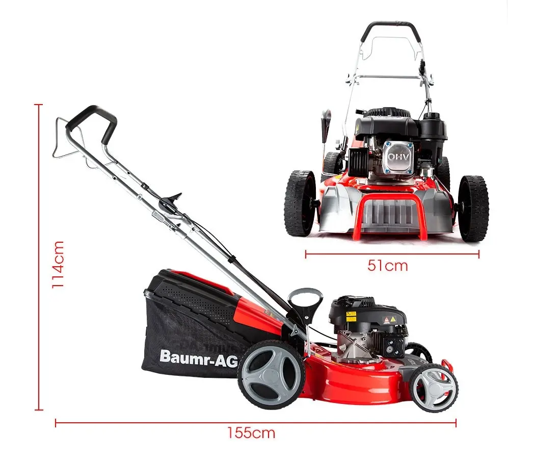 Baumr-AG Lawn Mower 18 Inch 175cc Petrol Self-Propelled Push Lawnmower 4-Stroke