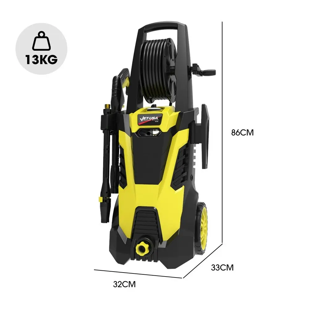 Jet-USA RX540 Electric High Pressure Washer, 2800PSI 2 Nozzles, Brush Head, Deck Cleaner, Detergent Bottle, 10M Hose