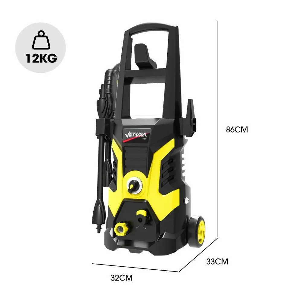 Jet-USA RX540s Electric High Pressure Washer, 2900PSI 2 Nozzles, Brush Head, Deck Cleaner, Detergent Bottle