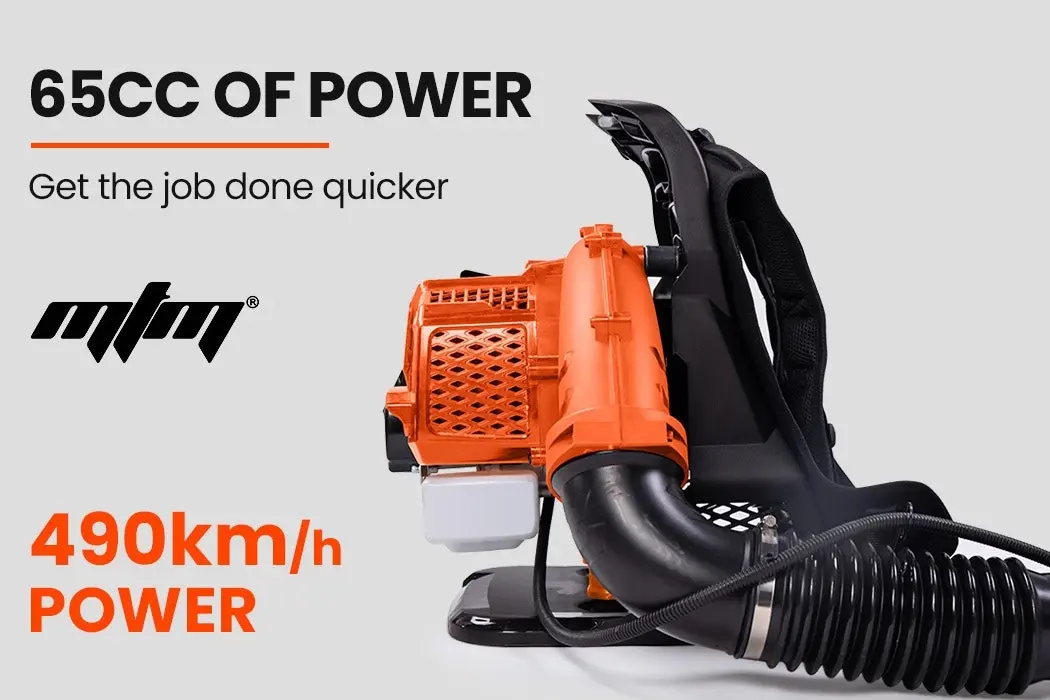 MTM 65CC Petrol Backpack Leaf Blower - Commercial 2 Stroke Garden Yard Tool Back