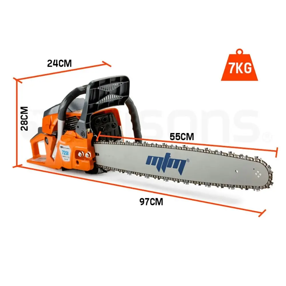 MTM Petrol Commercial Chainsaw 22 Inch Bar Chain Saw E-Start Tree Pruning Top Handle