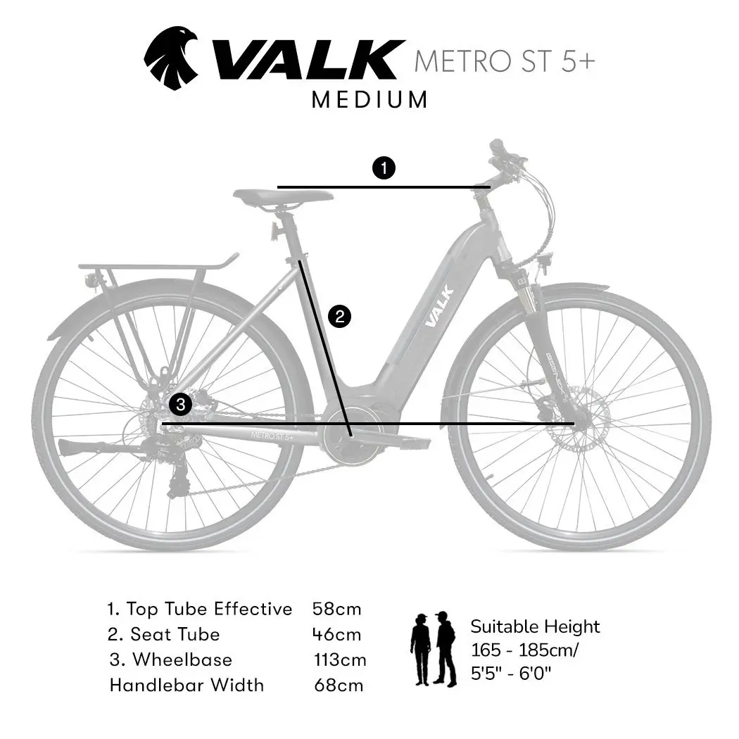 Valk Electric Commuter Bike Mid-Drive Medium Step-Thru Frame, ebike e-bike for Women and Ladies, Dark Grey