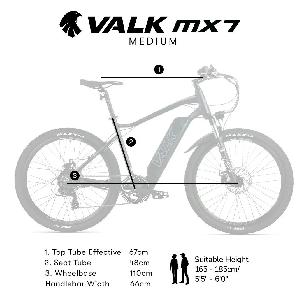 Valk MX7 Electric Bike Medium frame Mountain ebike, Black