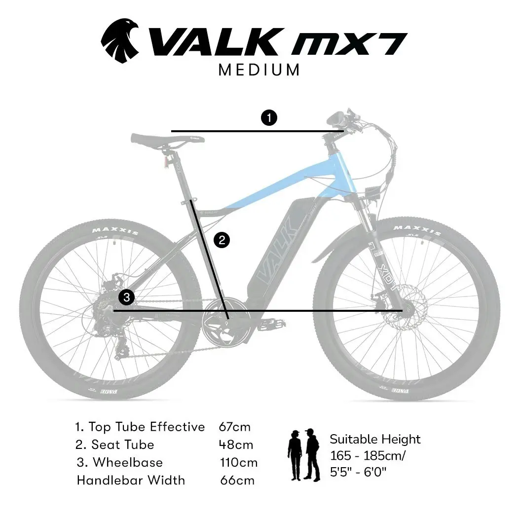 2023 Valk MX7 Electric Bike Medium frame Mountain ebike, Black and Blue