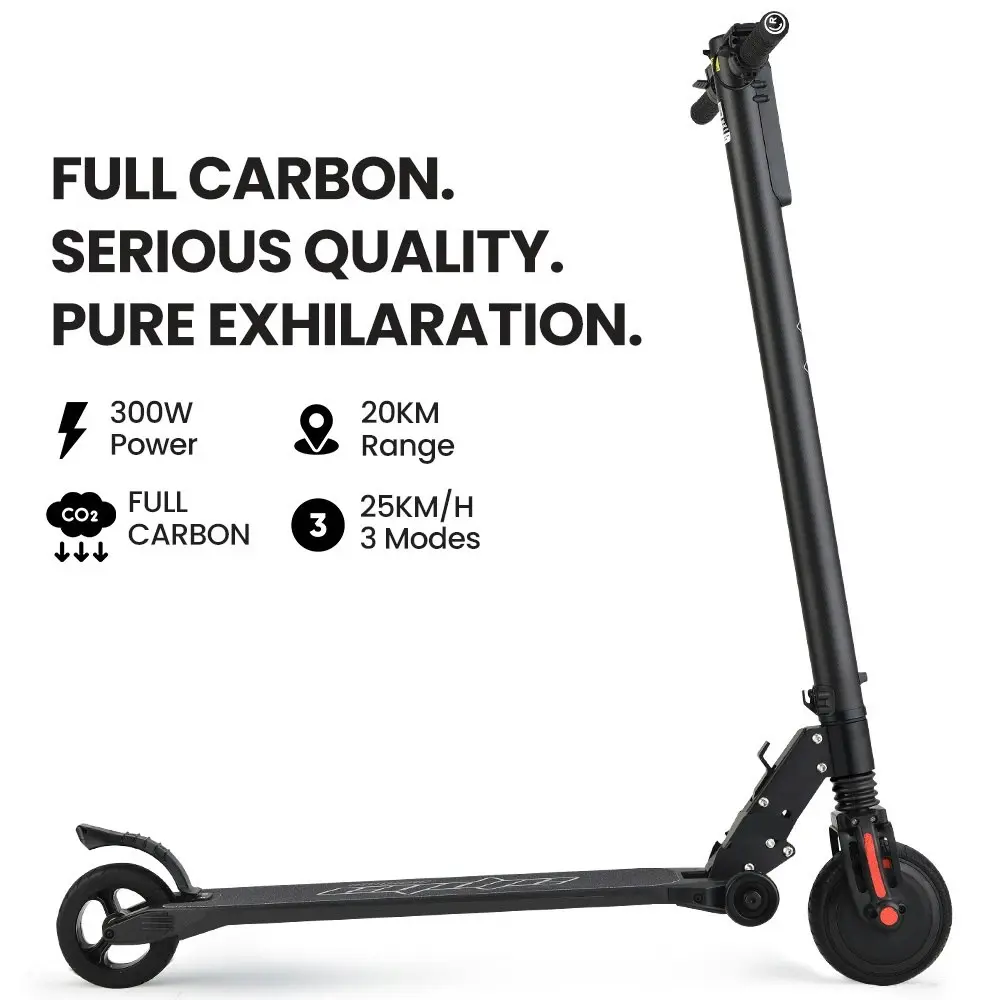 Alpha Carbon Gen III 250W 10Ah Electric Scooter Suspension, for Adults or Teens, Black/Red