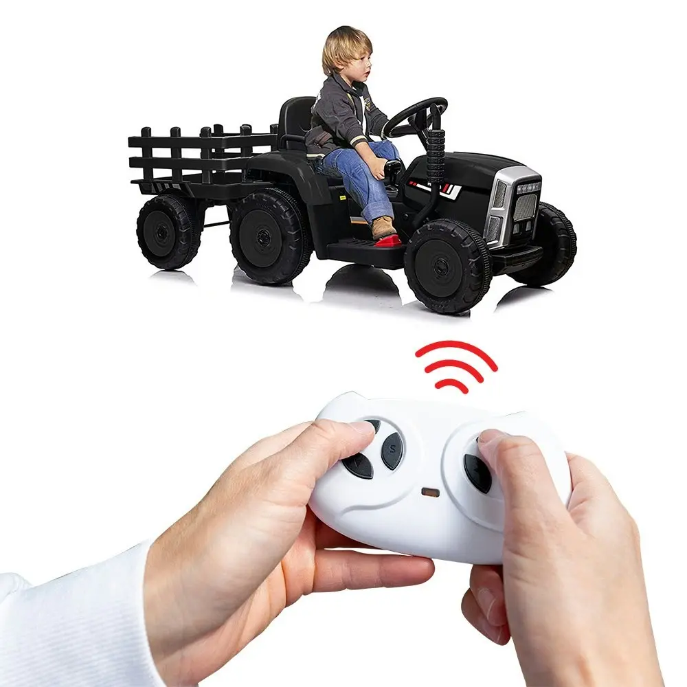 Rovo Kids Electric Battery Operated Ride On Tractor Toy, Remote Control, Black