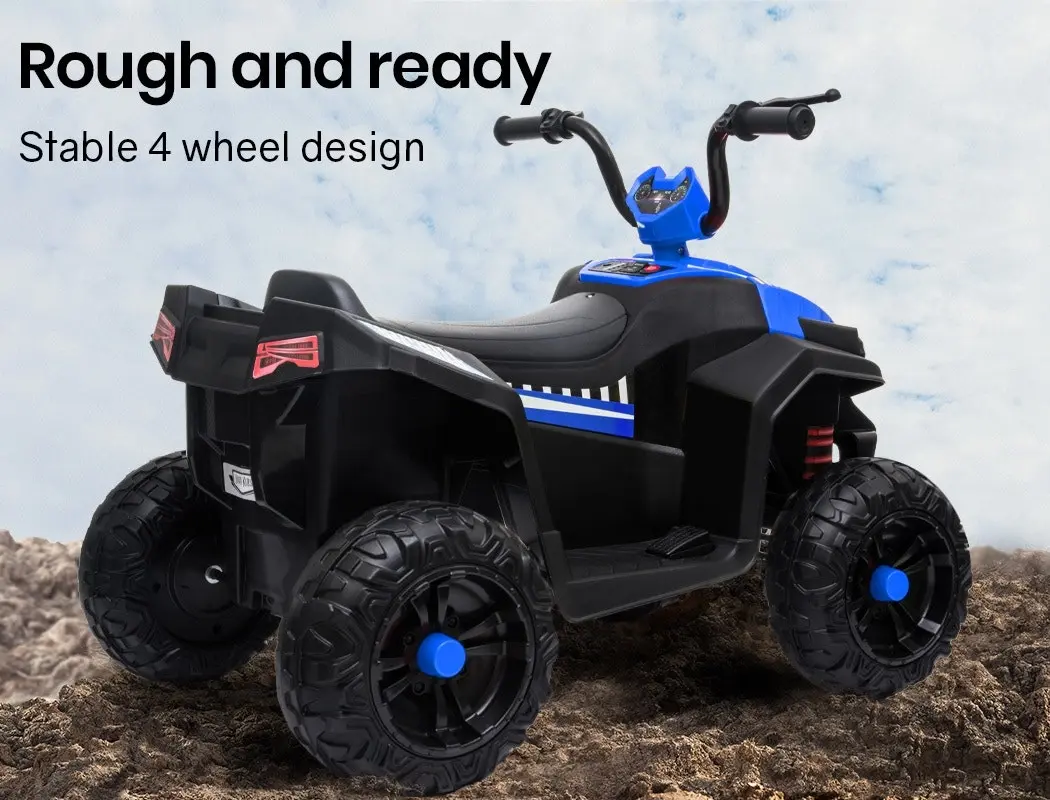 Rovo Kids Electric Ride On ATV Quad Bike Battery Powered, Black and Blue