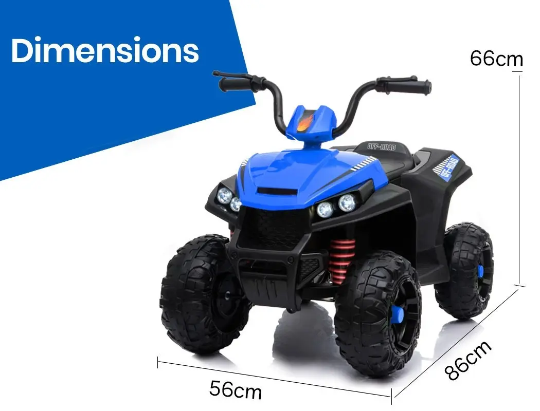 Rovo Kids Electric Ride On ATV Quad Bike Battery Powered, Black and Blue