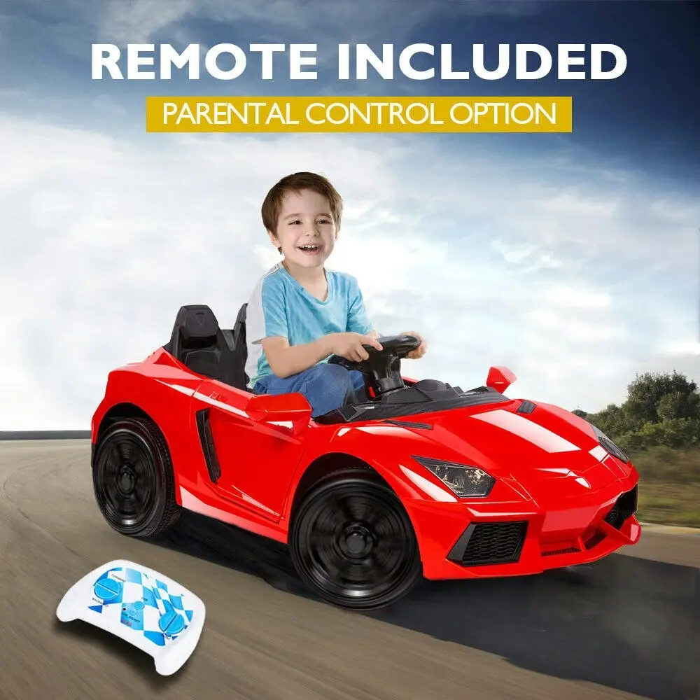 Rovo Kids Lamborghini Inspired Ride-On Car, Remote Control, Battery Charger, Red