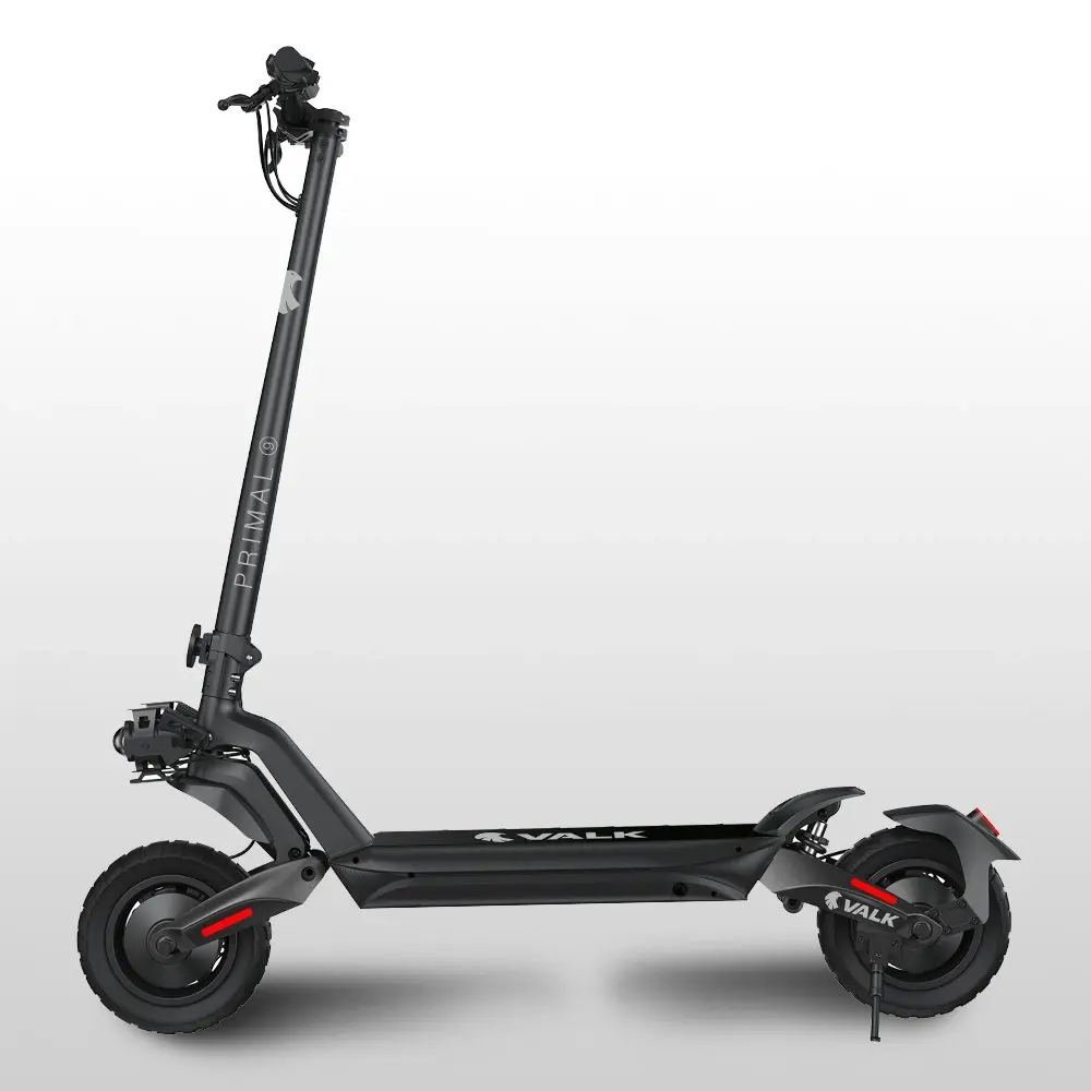 Valk Primal 9 Electric Scooter, 1600W Dual Motor 48V 18Ah Lithium 60km Range 40km/h Quad Shocks 10 inch Tyres, Black