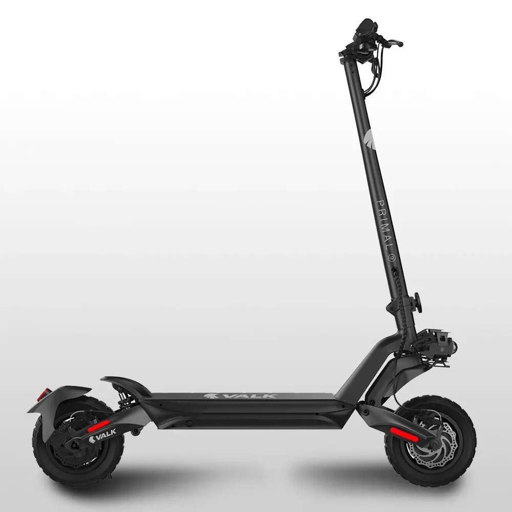 Valk Primal 9 Electric Scooter, 1600W Dual Motor 48V 18Ah Lithium 60km Range 40km/h Quad Shocks 10 inch Tyres, Black