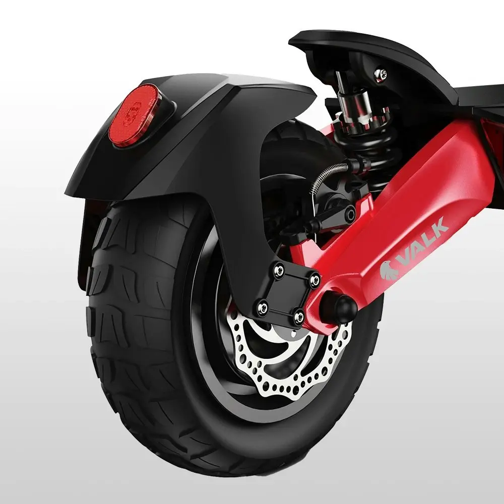 Valk Primal 9 Electric Scooter, 1600W Dual Motor 48V 18Ah Lithium 60km Range 40km/h Quad Shocks 10 inch Tyres, Black/Red