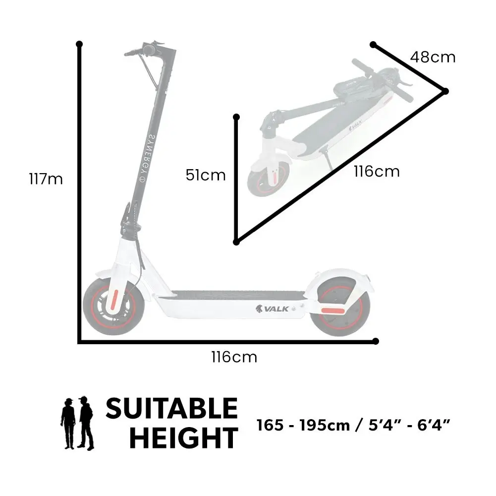 Valk Synergy 7 MkII Electric Scooter 500W 15Ah, Motorised eScooter for Adults, White