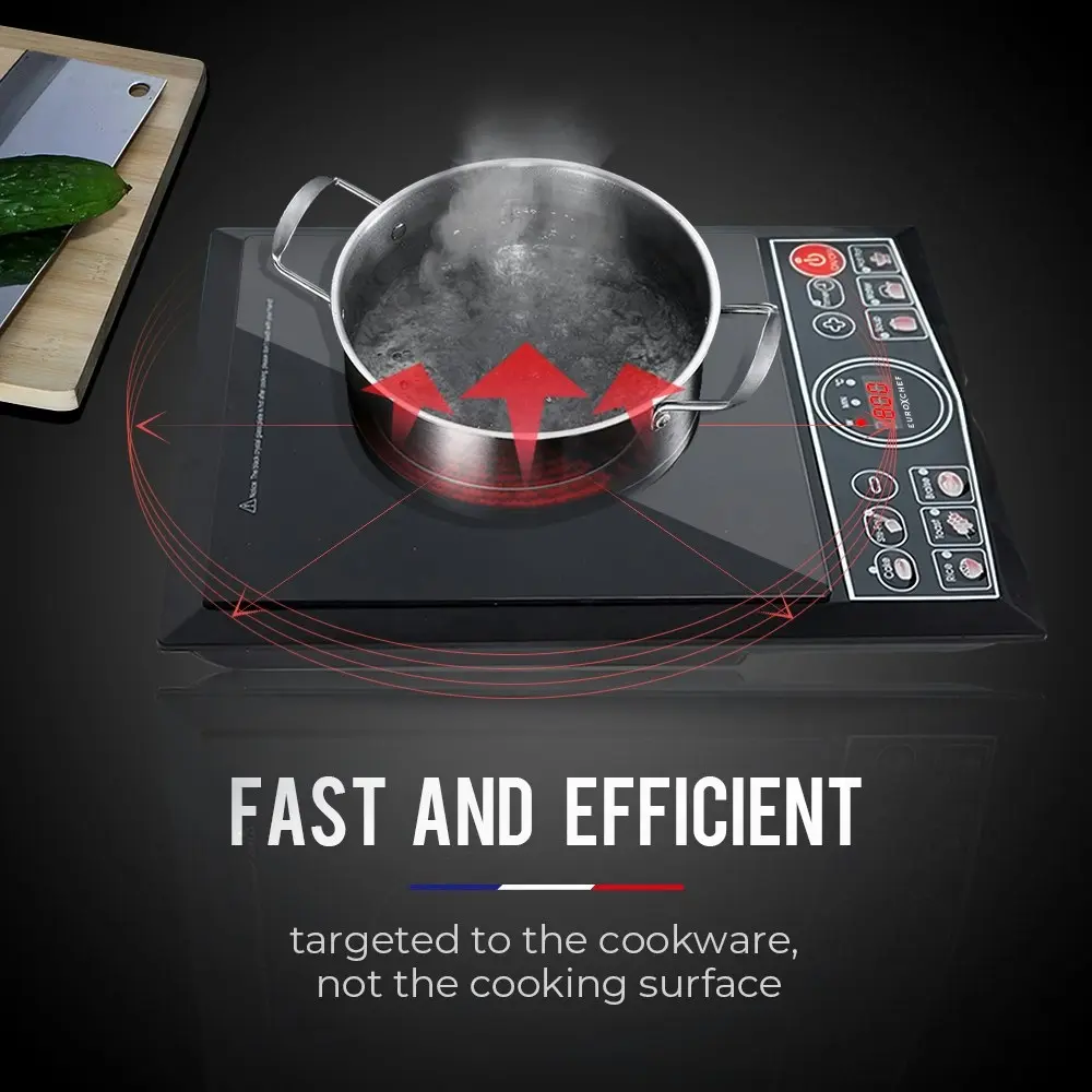 EuroChef Electric Induction Cooktop Cooker Kitchen Portable Cook Top, Ceramic Glass Surface