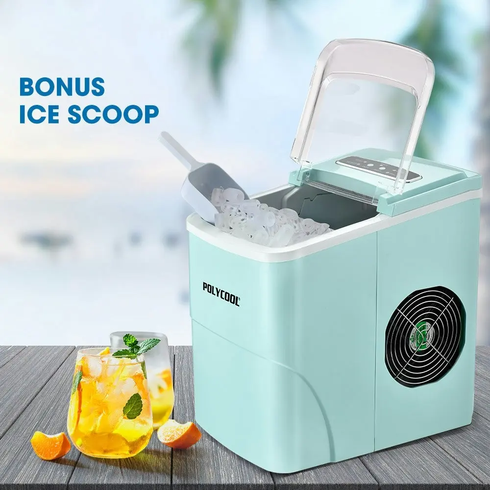 PolyCool 2L Portable Ice Cube Maker Machine Automatic with Control Panel, Green