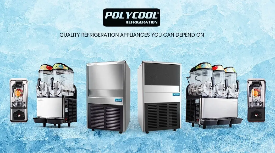 PolyCool 60KG/24H Commercial Automatic Ice Cube Maker, Stainless Steel Machine, Undercounter Design