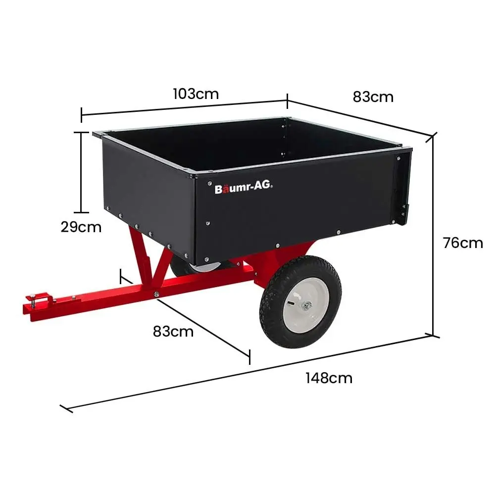 Baumr-AG 270kg Capacity Metal Dump Cart, for Ride on Mower