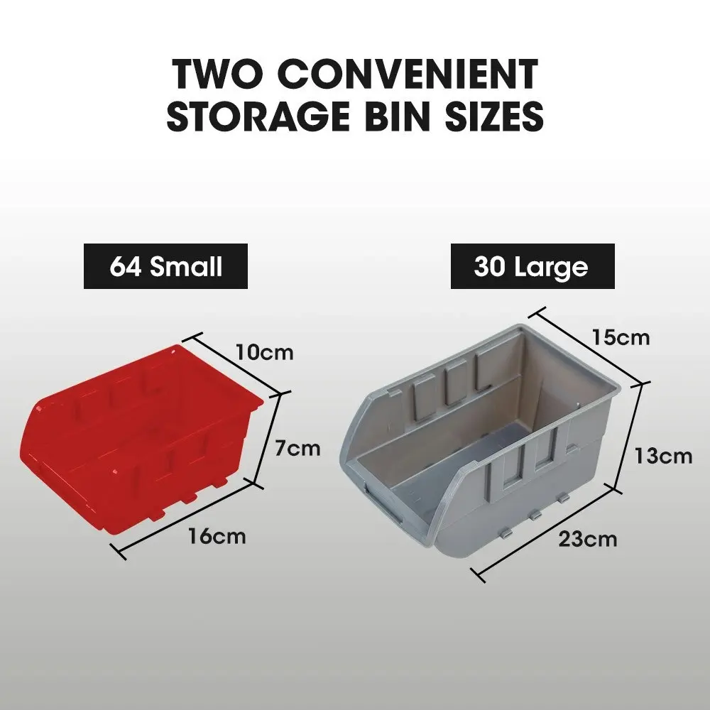 Baumr-AG 94 Parts Bin Rack Storage System Mobile Double-Sided - Red