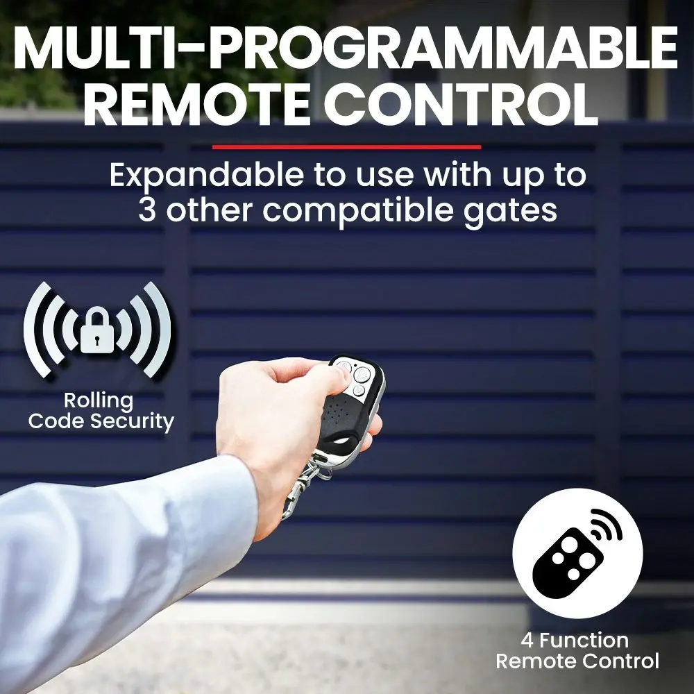 E-Guard Automatic Electric 5M Sliding Gate Opener Kit, 1500kg Capacity, 3x Remote Controllers