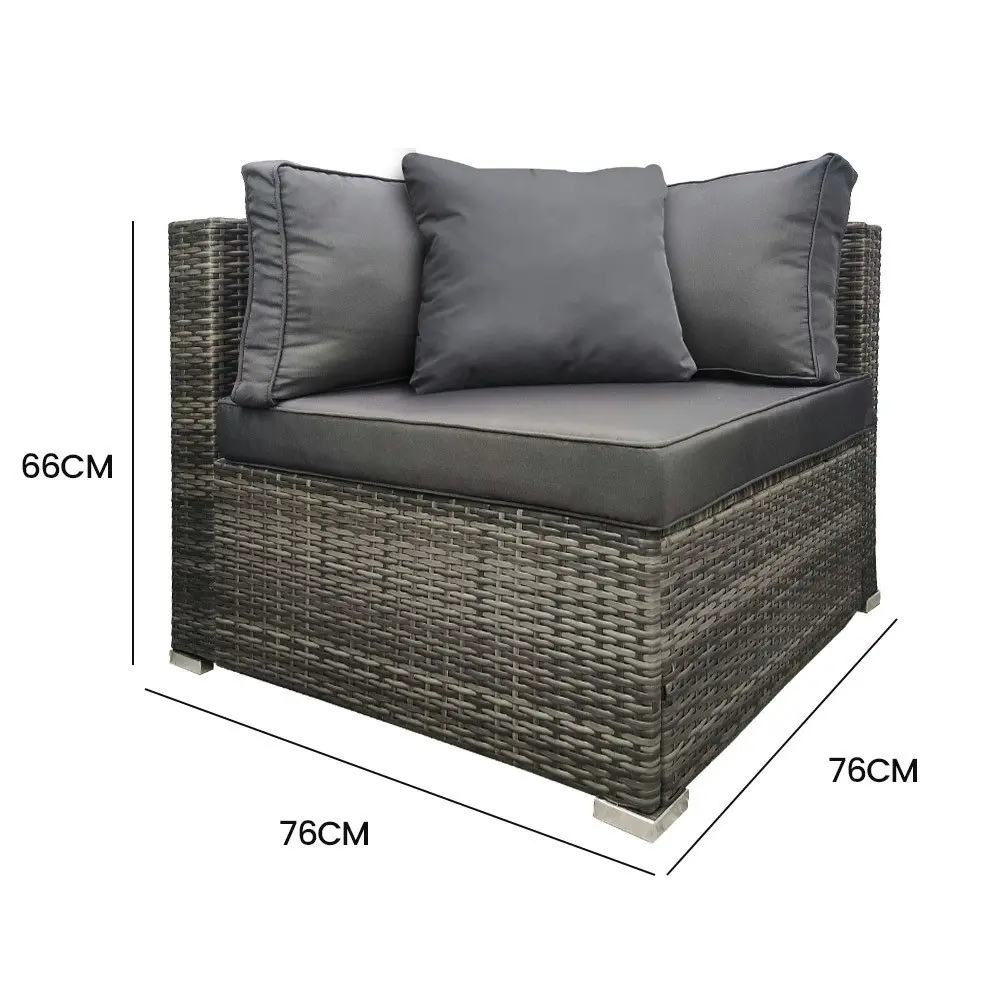 London Rattan 1 Seater Outdoor Corner Modular Lounge Chair, Grey