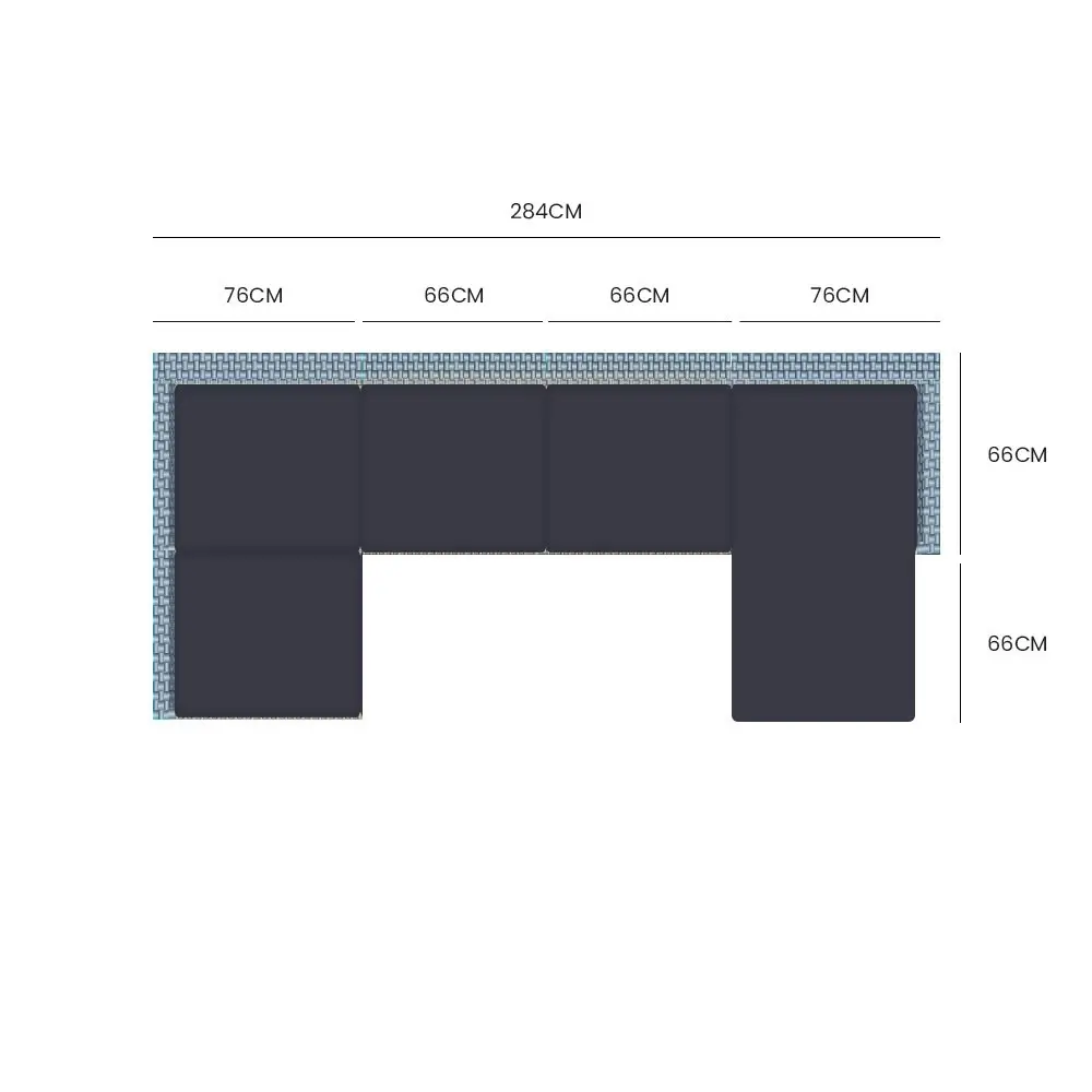 London Rattan 6 Seater Modular Outdoor Lounge Setting with Ottoman, Grey