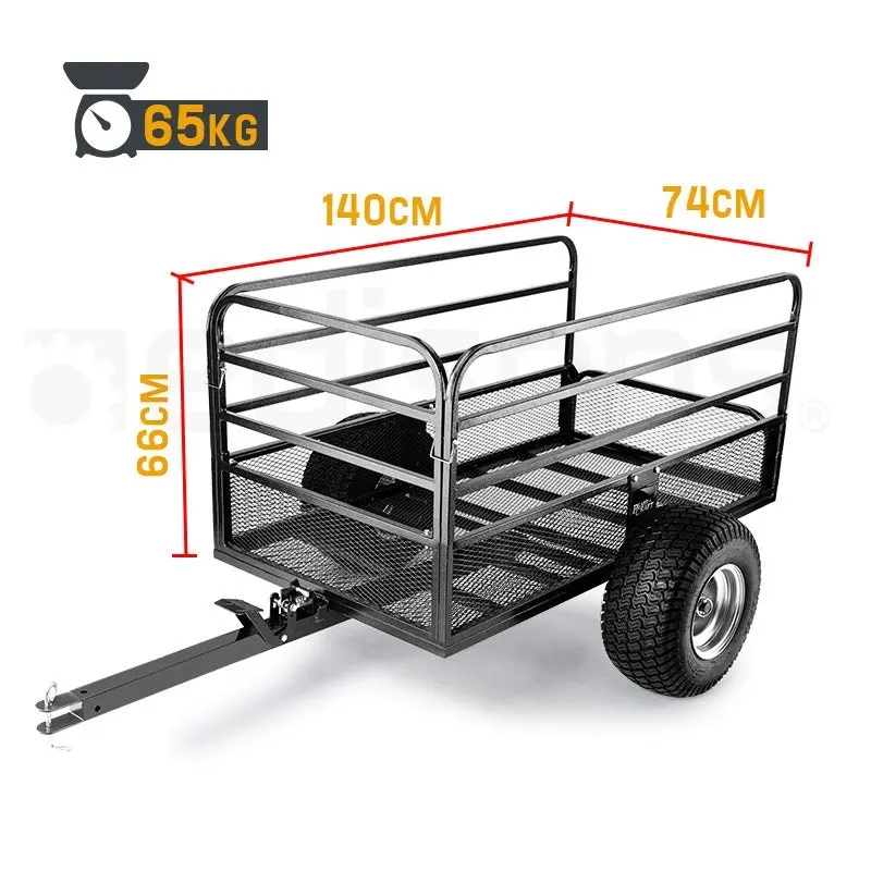 PlantCraft Towed Steel Mesh Dump Cart Garden ATV Mower Trailer Tray 1250lbs