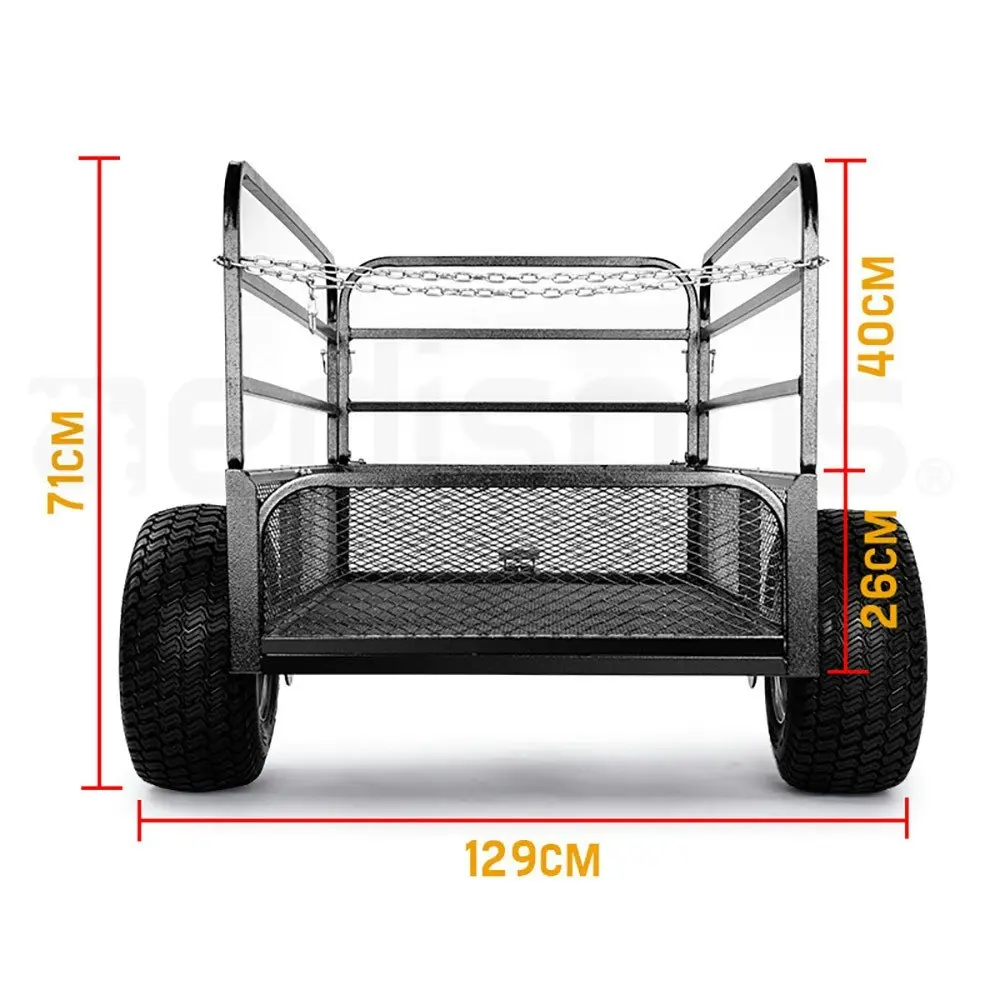 PlantCraft Towed Steel Mesh Dump Cart Garden ATV Mower Trailer Tray 1250lbs