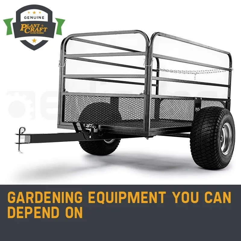 PlantCraft Towed Steel Mesh Dump Cart Garden ATV Mower Trailer Tray 1250lbs