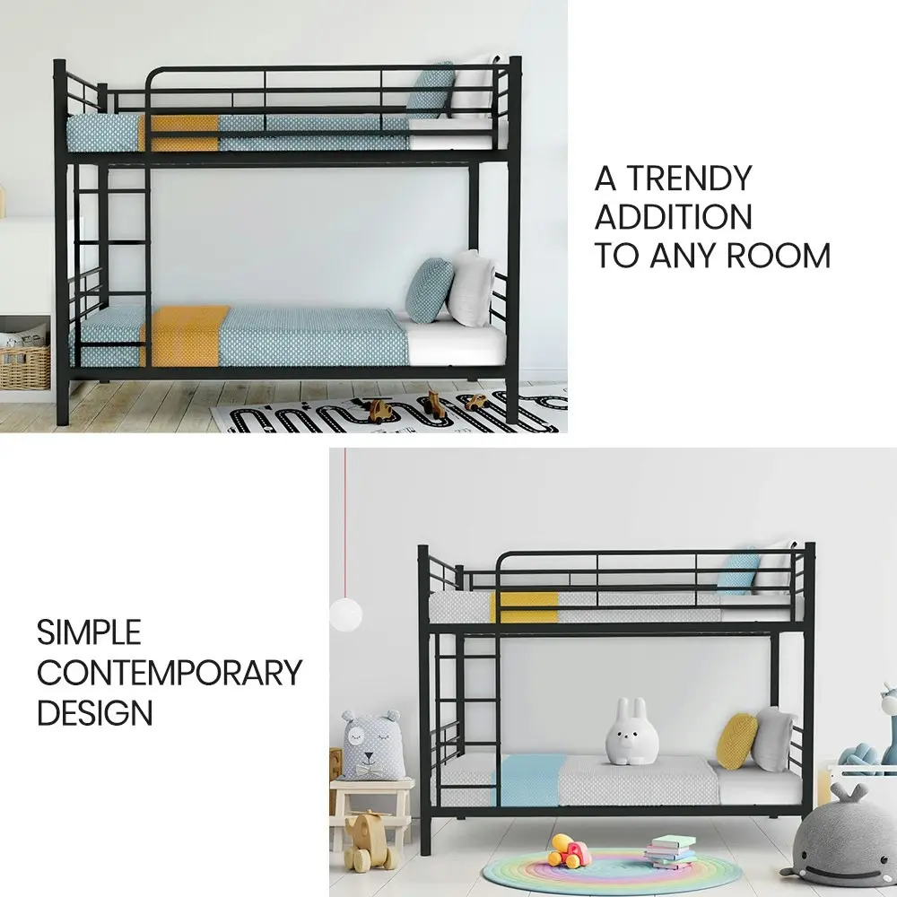 Kingston Slumber 2in1 King Single Metal Bunk Bed Frame, with Modular Design, Dark Matte Grey