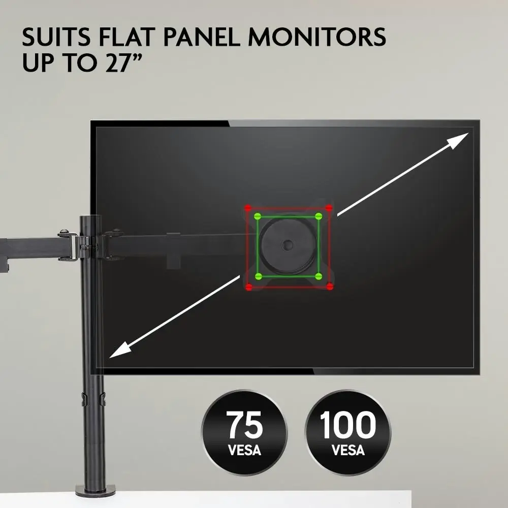 Fortia Desk Monitor Stand 2 Arm - Dual Computer Holder Screen Riser Bracket