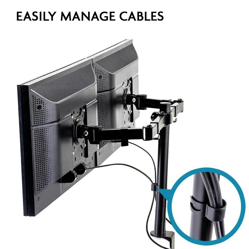 Fortia Desk Monitor Stand 2 Arm - Dual Computer Holder Screen Riser Bracket