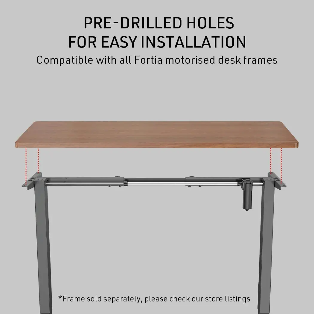 Fortia 140 x 60cm Desktop for Height Adjustable Electric Standing Desk, Walnut Style