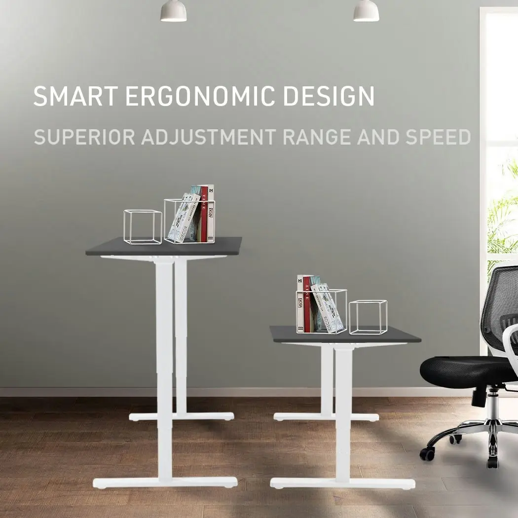 Fortia Sit Stand Standing Desk, 120x60cm, 72-118cm Height Adjustable, 70kg Load, Black style/White Frame