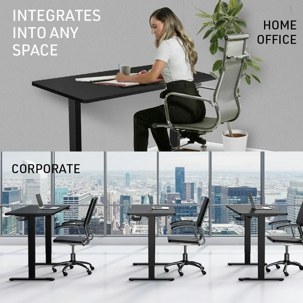 Fortia Sit Stand Standing Desk, 120x60cm, 72-118cm Height Adjustable, 70kg Load, Black/Black Frame