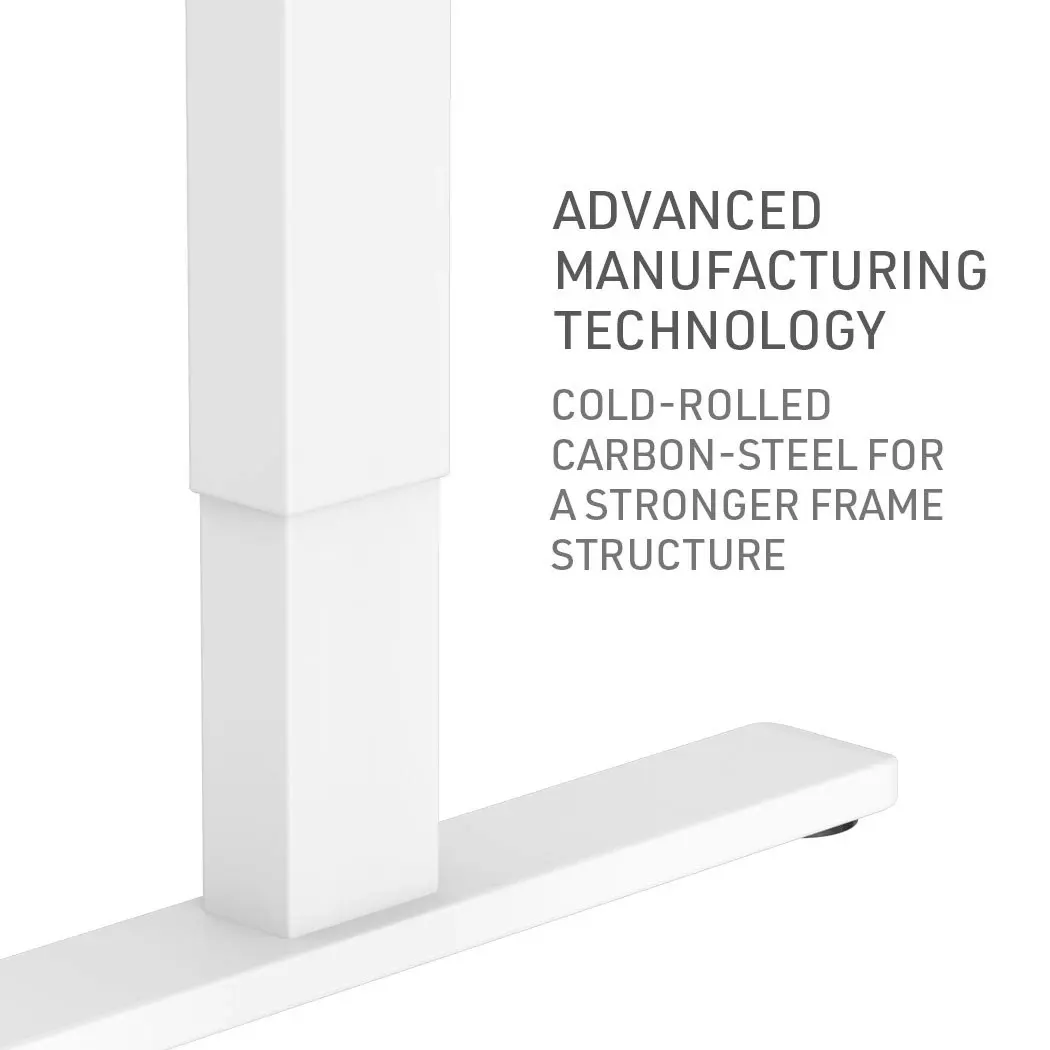 Fortia Sit To Stand Up Standing Desk, 120x60cm, 72-118cm Electric Height Adjustable, 70kg Load, White/White Frame