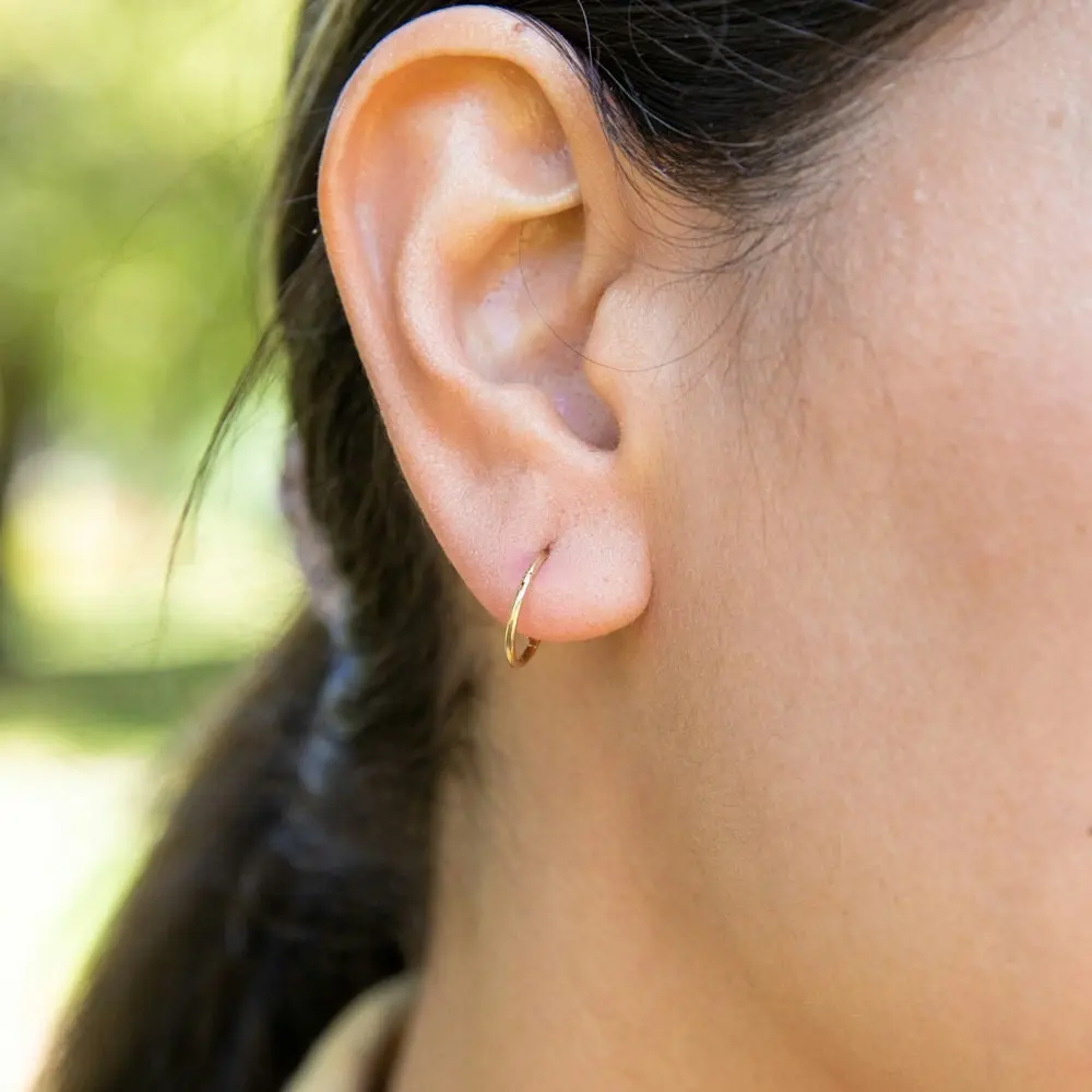 9ct Yellow Gold Hoop 10mm Sleeper Earrings