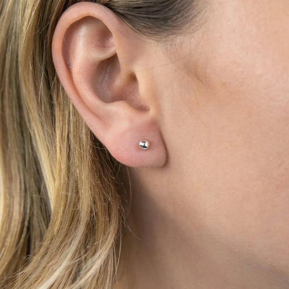 9ct White Gold 4mm Ball Studs