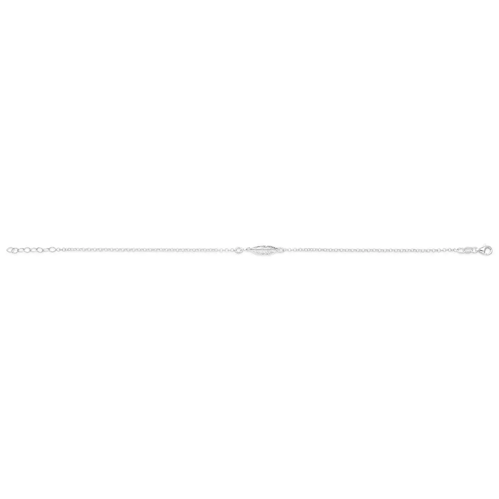 Sterling Silver 25cm Feather Anklet