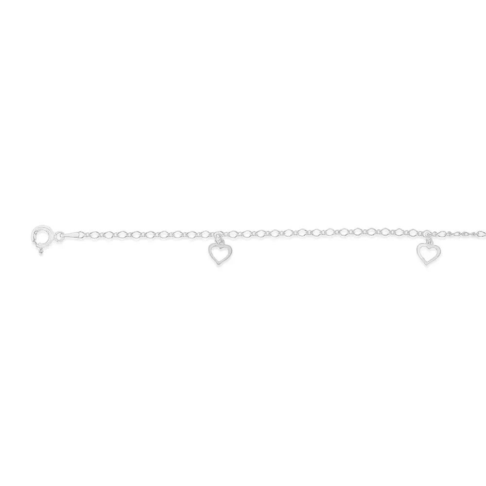 Sterling Silver Heart Charm On 26cm Anklet