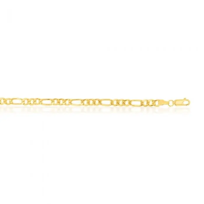 9ct Yellow Gold Copperfilled 19cm Figaro Bracelet 120Gauge