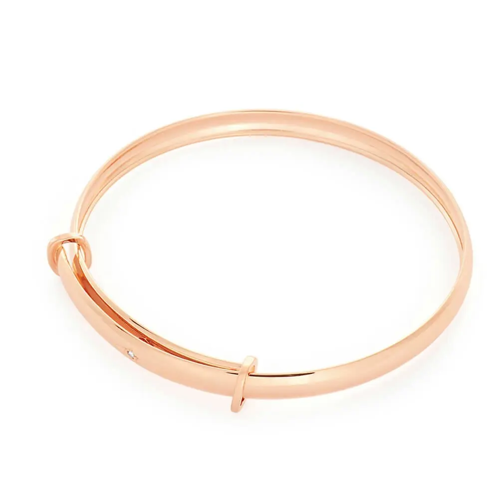 9ct Rose Gold Diamond Set Expandable Baby Bangle