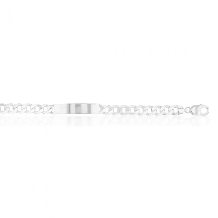 Sterling Silver Heavy Curb 250 Gauge ID Bracelet 21cm