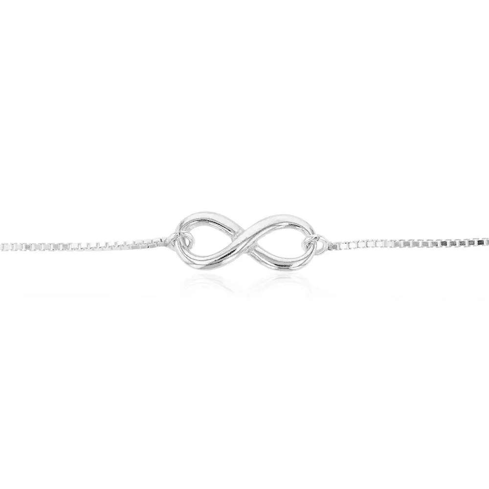 Sterling Silver Fancy Infinity Adjustable Bracelet