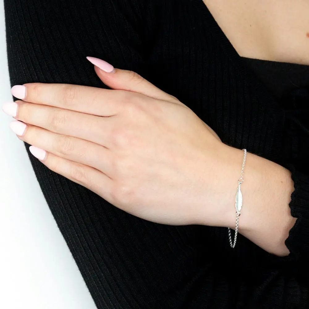 Sterling Silver Fancy Feather Bracelet 16+3cm