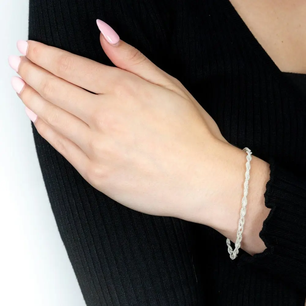 Sterling Silver 19cm Plait Bracelet