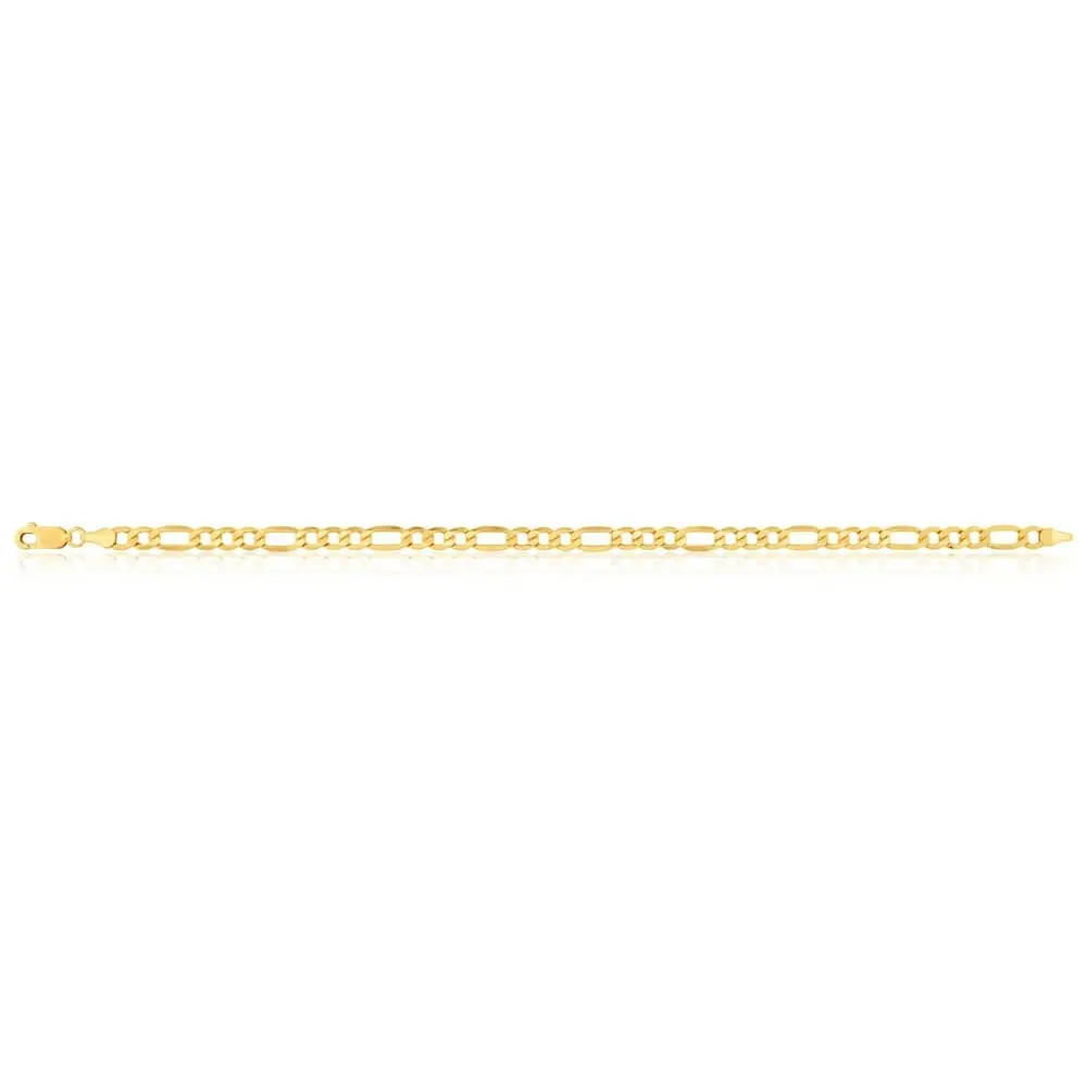 9ct Yellow Gold Silver Filled 21cm Figaro Bracelet 120 Gauge