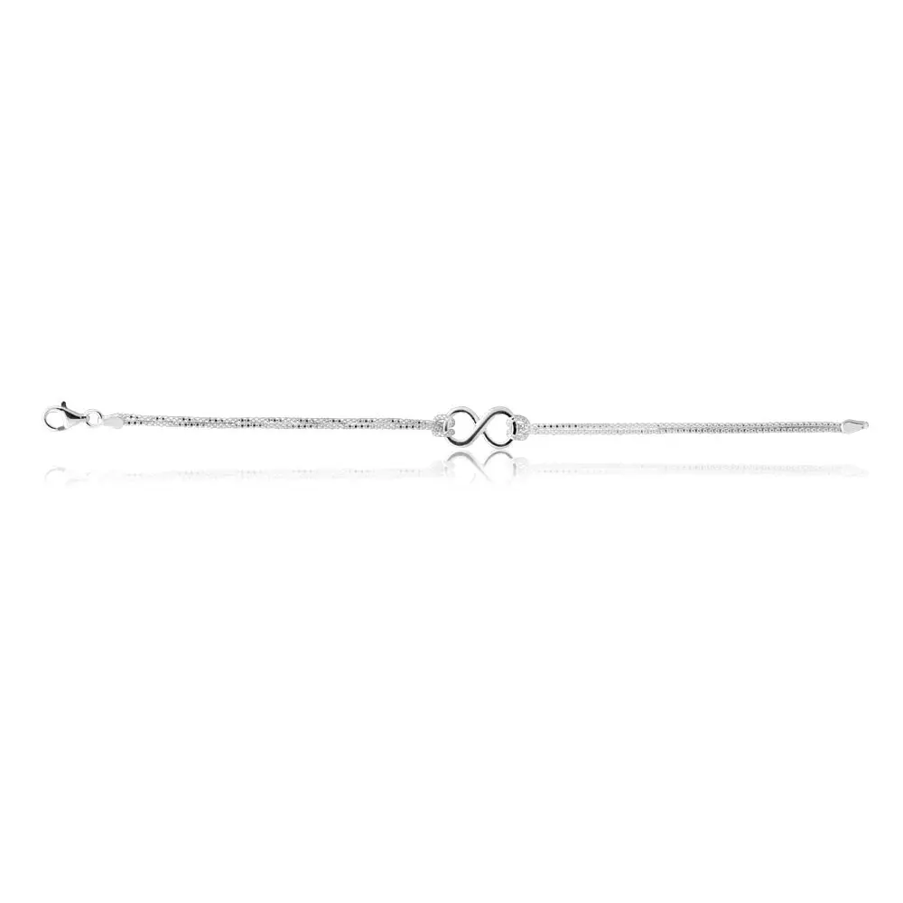 Sterling Silver 19cm Double Strand Infinity Bracelet